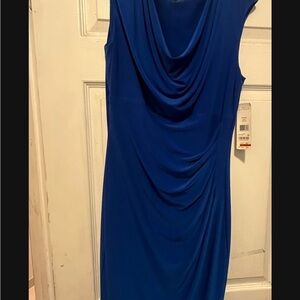 Ralph Lauren Elegant Blue Draped Dress Size 14 New with tags
